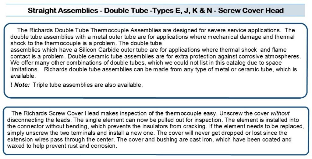 Thermocouple Straight | Double Tube Assemblies | Arklay S. Richards Co.